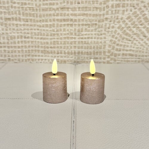 Mansion Kaarsen LED Champagne Metalic Waxine (oplaadbaar) Mansion Kaarsen LED Champagne Metalic Waxine (oplaadbaar)