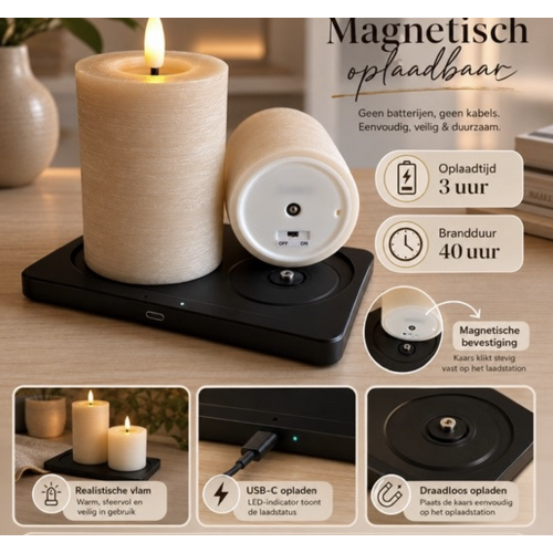 Mansion Kaarsen LED Licht Taupe Metalic (oplaadbaar)