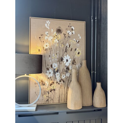 Wandschilderij Canvas Beige Bloemen