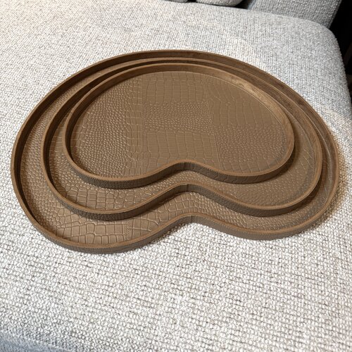 Dienblad Leder Brons Kidney Croco M Dienblad Leder Brons Kidney Croco M