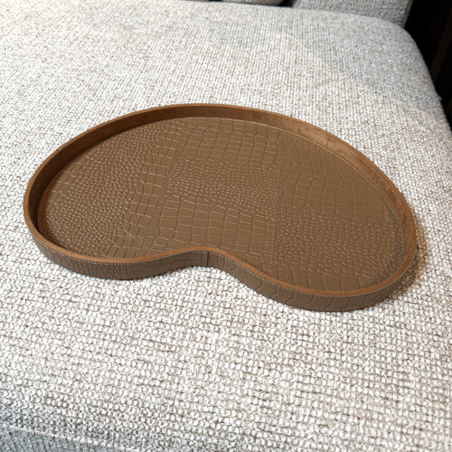 Dienblad Leder Brons Kidney Croco L Dienblad Leder Brons Kidney Croco L