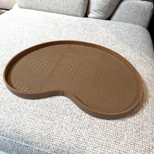 Dienblad Leder Brons Kidney Croco XL Dienblad Leder Brons Kidney Croco XL