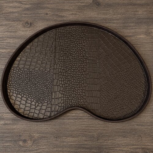 Dienblad Leder Bruin Kidney Croco XL Dienblad Leder Bruin Kidney Croco XL
