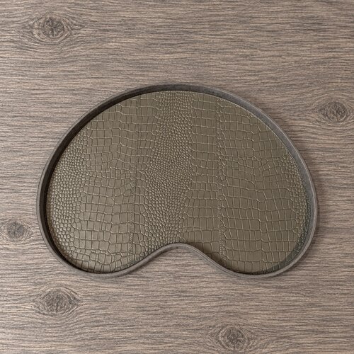 Dienblad Leder Taupe Kidney Croco XL Dienblad Leder Taupe Kidney Croco XL