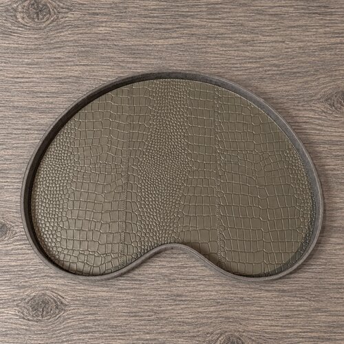 Dienblad Leder Taupe Kidney Croco L Dienblad Leder Taupe Kidney Croco L
