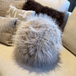 Kussen Bont Langharig Beige Bal