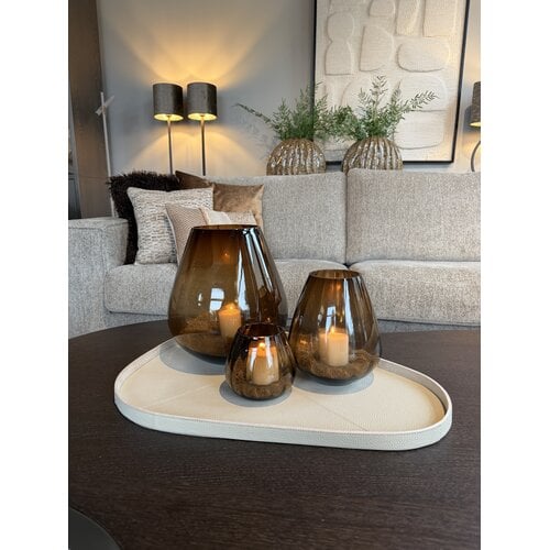 Windlicht amber ribbel L