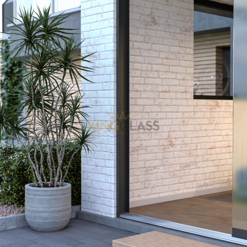 6-Schienen Glasschiebewand Anthrazit 5780 mm breit (6x 980mm glas)