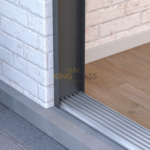 6-Schienen Glasschiebewand Anthrazit 5780 mm breit (6x 980mm glas)