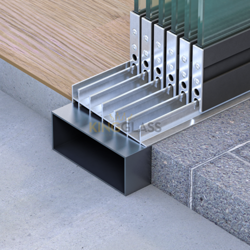 6-Schienen Glasschiebewand Anthrazit 5780 mm breit (6x 980mm glas)