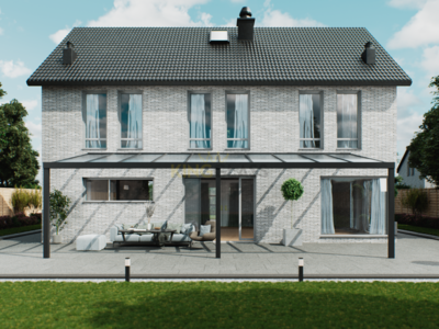 Terrassenüberdachung | Polycarbonat | Schwarz | 10,06 x 4 meter