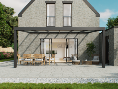 Terrassenüberdachung | Polycarbonat | Schwarz | 6,06 x 4 Meter Terrassenüberdachung | Polycarbonat | Schwarz | 6,06 x 4 Meter