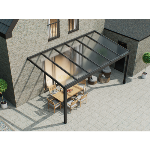 Terrassenüberdachung | Polycarbonat | Schwarz | 6,06 x 3 Meter