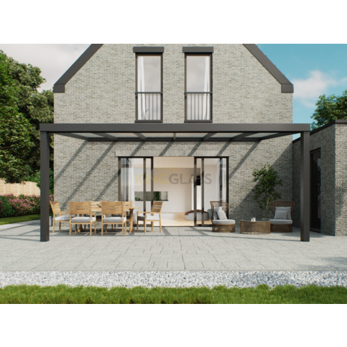 Terrassenüberdachung | Polycarbonat | Schwarz | 6,06 x 3 Meter