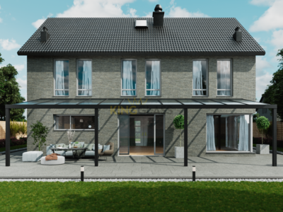 Terrassenüberdachung | Polycarbonat | Schwarz | 12,06 x 3 meter Terrassenüberdachung | Polycarbonat | Schwarz | 12,06 x 3 meter