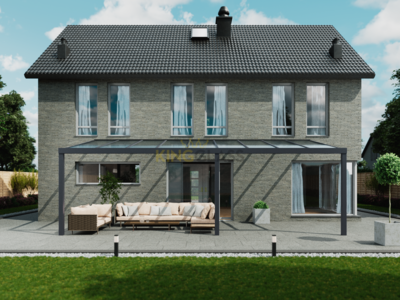 Terrassenüberdachung | Polycarbonat | Anthrazit | 9,06 x 4 meter Terrassenüberdachung | Polycarbonat | Anthrazit | 9,06 x 4 meter