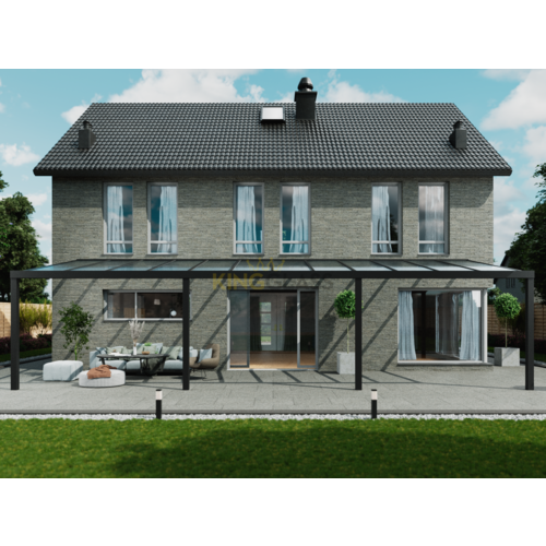 Terrassenüberdachung | Glas | Schwarz | 12.06 x 4 meter Terrassenüberdachung | Glas | Schwarz | 12.06 x 4 meter