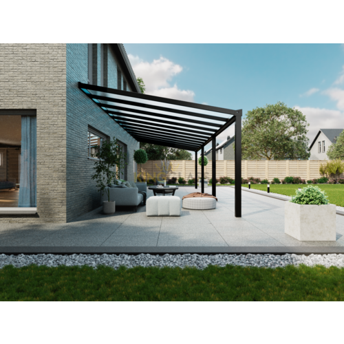 Terrassenüberdachung | Glas | Schwarz | 12.06 x 4 meter Terrassenüberdachung | Glas | Schwarz | 12.06 x 4 meter