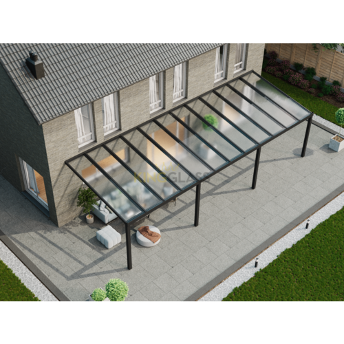Terrassenüberdachung | Glas | Schwarz | 12.06 x 3 meter Terrassenüberdachung | Glas | Schwarz | 12.06 x 3 meter