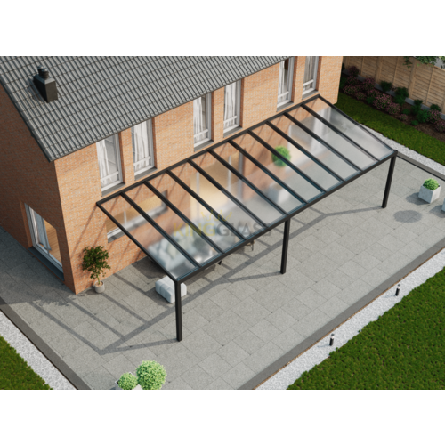 Terrassenüberdachung | Glas | Schwarz | 11.06 x 4 meter Terrassenüberdachung | Glas | Schwarz | 11.06 x 4 meter