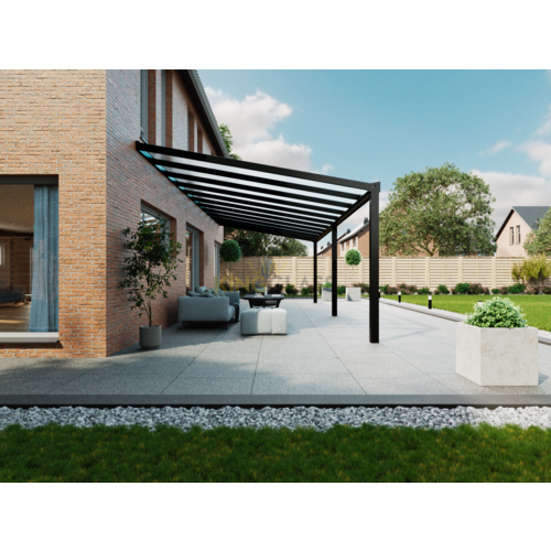 Terrassenüberdachung | Glas | Schwarz | 11.06 x 3.5 meter Terrassenüberdachung | Glas | Schwarz | 11.06 x 3.5 meter