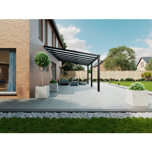 Terrassenüberdachung | Glas | Schwarz | 8.06 x 4 meter Terrassenüberdachung | Glas | Schwarz | 8.06 x 4 meter