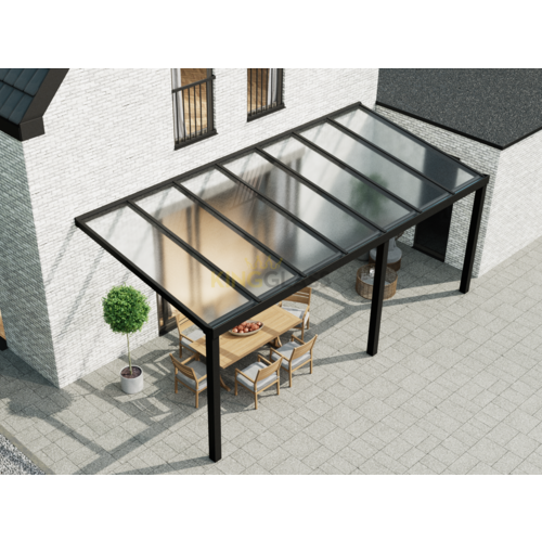 Terrassenüberdachung | Glas | Schwarz | 7.06 x 4 meter Terrassenüberdachung | Glas | Schwarz | 7.06 x 4 meter