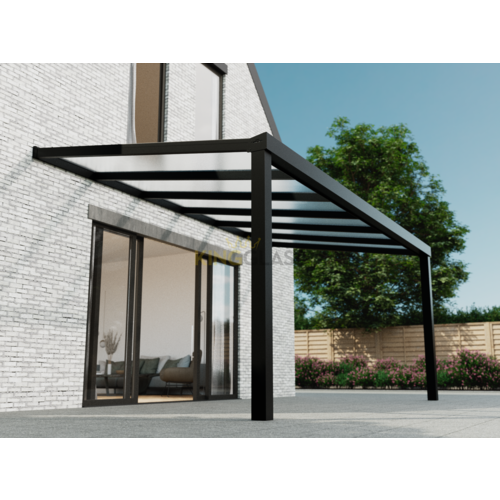Terrassenüberdachung | Glas | Schwarz | 7.06 x 3 meter Terrassenüberdachung | Glas | Schwarz | 7.06 x 3 meter