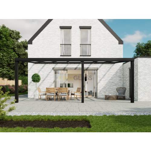 Terrassenüberdachung | Glas | Schwarz | 7.06 x 2.5 meter Terrassenüberdachung | Glas | Schwarz | 7.06 x 2.5 meter