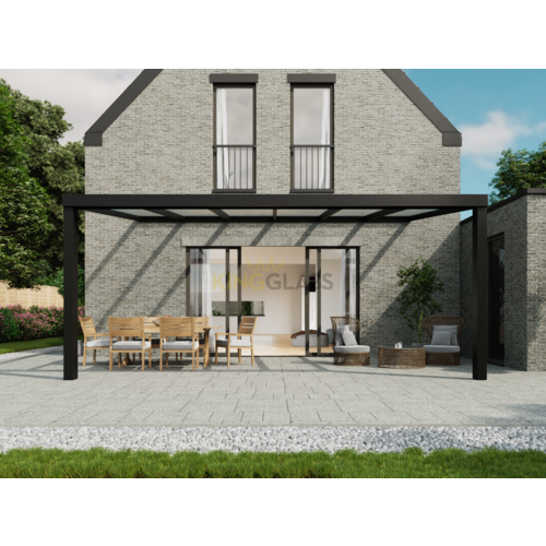 Terrassenüberdachung | Glas | Schwarz | 6.06 x 4 meter Terrassenüberdachung | Glas | Schwarz | 6.06 x 4 meter