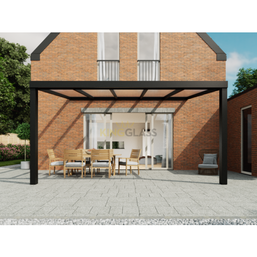 Terrassenüberdachung | Glas | Schwarz | 5.06 x 3 meter Terrassenüberdachung | Glas | Schwarz | 5.06 x 3 meter