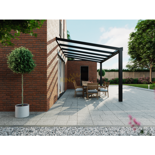 Terrassenüberdachung | Glas | Schwarz | 5.06 x 3 meter Terrassenüberdachung | Glas | Schwarz | 5.06 x 3 meter