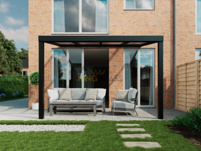 Terrassenüberdachung | Glas | Schwarz | 4.06 x 4 meter