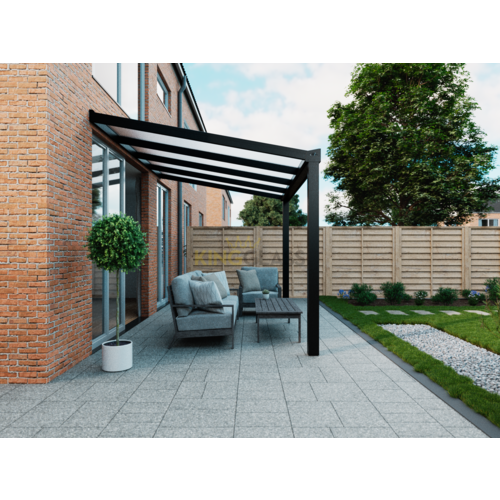 Terrassenüberdachung | Glas | Schwarz | 4.06 x 3 meter Terrassenüberdachung | Glas | Schwarz | 4.06 x 3 meter