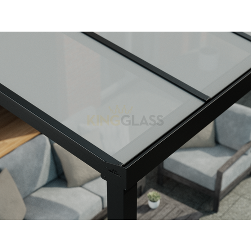 Terrassenüberdachung | Glas | Schwarz | 3.06 x 3 meter Terrassenüberdachung | Glas | Schwarz | 3.06 x 3 meter