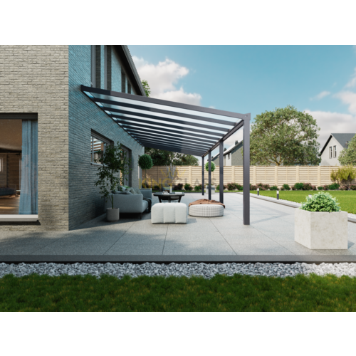 Terrassenüberdachung | Glas | Anthrazit | 12.06 x 3 meter Terrassenüberdachung | Glas | Anthrazit | 12.06 x 3 meter