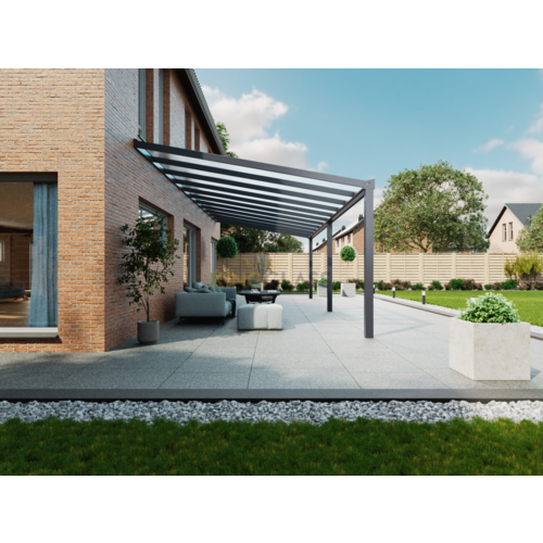 Terrassenüberdachung | Glas | Anthrazit | 11.06 x 4 meter Terrassenüberdachung | Glas | Anthrazit | 11.06 x 4 meter