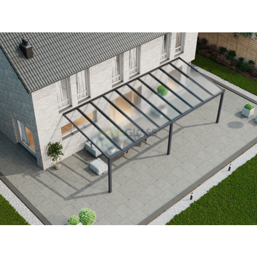 Terrassenüberdachung | Glas | Anthrazit | 10.06 x 2.5 meter Terrassenüberdachung | Glas | Anthrazit | 10.06 x 2.5 meter