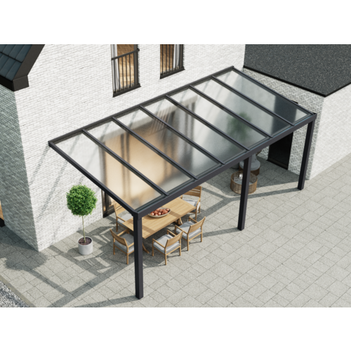 Terrassenüberdachung | Glas | Anthrazit | 7.06 x 4 meter Terrassenüberdachung | Glas | Anthrazit | 7.06 x 4 meter
