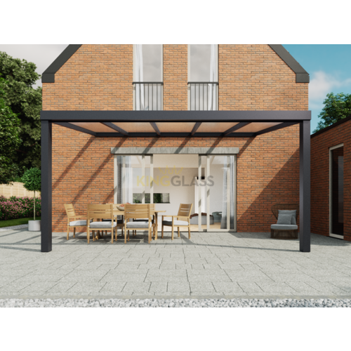 Terrassenüberdachung | Glas | Anthrazit | 5.06 x 4 meter Terrassenüberdachung | Glas | Anthrazit | 5.06 x 4 meter