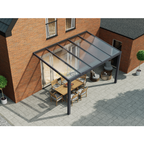Terrassenüberdachung | Glas | Anthrazit | 5.06 x 3.5 meter Terrassenüberdachung | Glas | Anthrazit | 5.06 x 3.5 meter