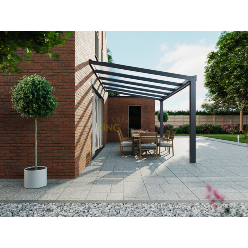 Terrassenüberdachung | Glas | Anthrazit | 5.06 x 2.5 meter Terrassenüberdachung | Glas | Anthrazit | 5.06 x 2.5 meter