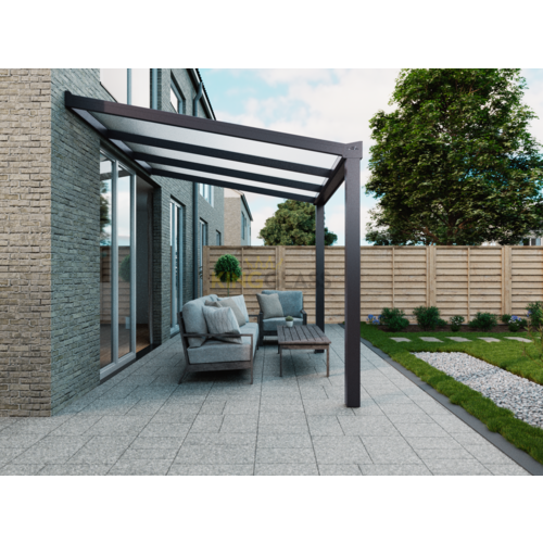 Terrassenüberdachung | Glas | Anthrazit | 3.06 x 4 meter Terrassenüberdachung | Glas | Anthrazit | 3.06 x 4 meter