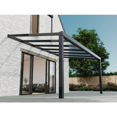 Terrassenüberdachung | Glas | Anthrazit | 3.06 x 3.5 meter Terrassenüberdachung | Glas | Anthrazit | 3.06 x 3.5 meter