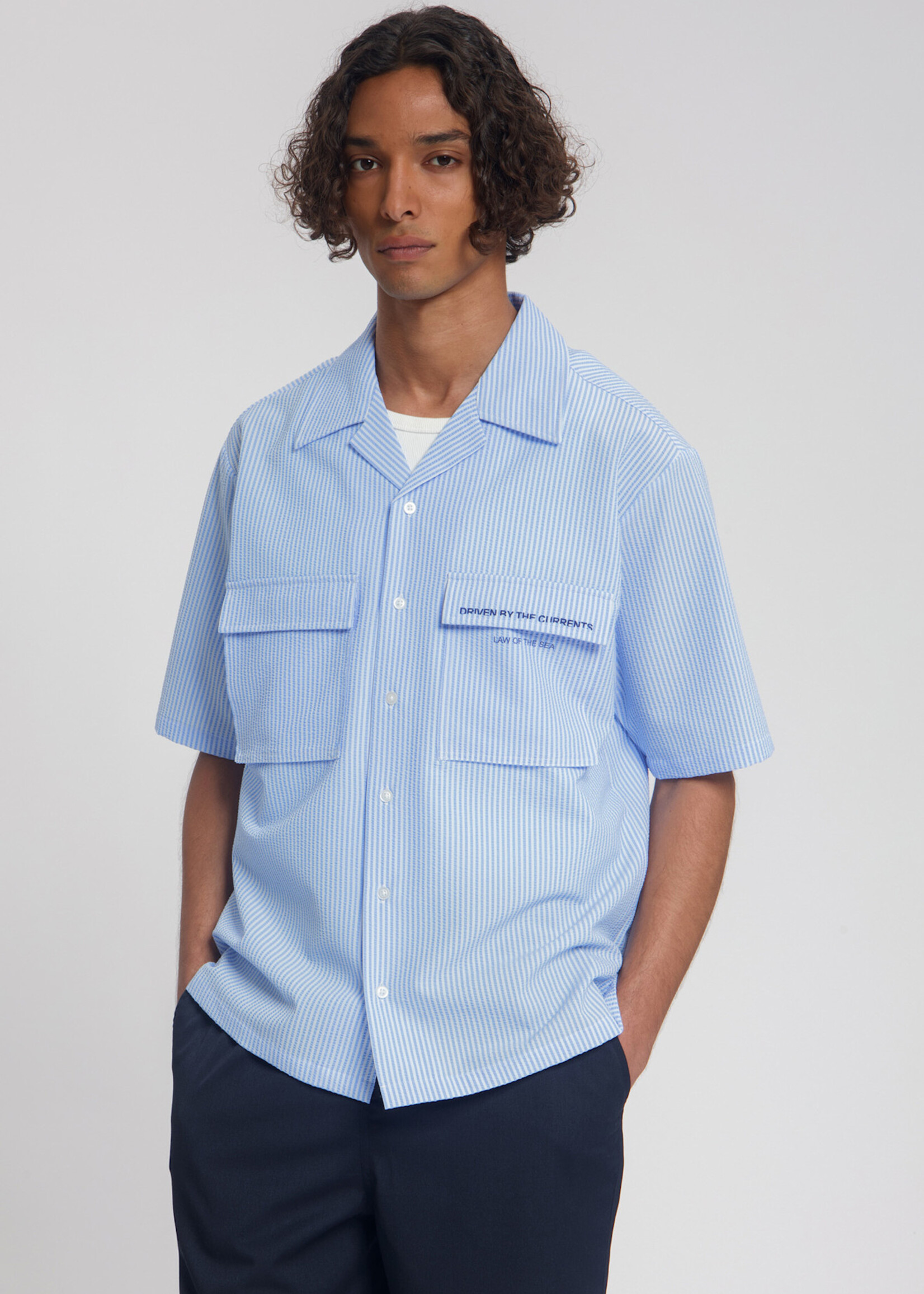 Law of the Sea CORALYN SEERSUCKER STRIPED SHIRT