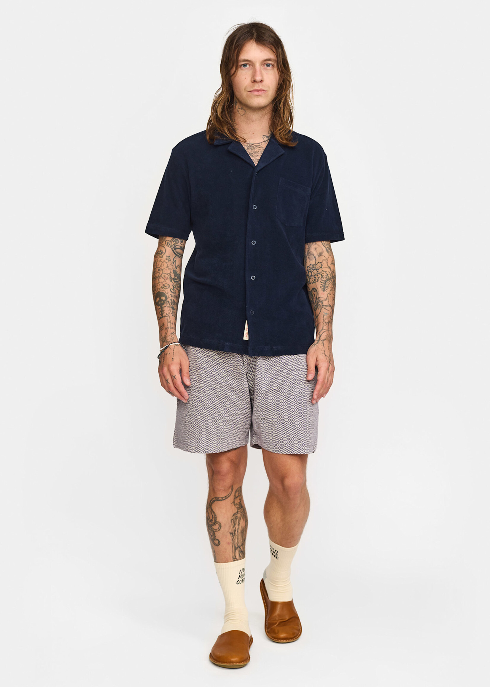 REVOLUTION 3823 Terry Short-sleeved Cuban Shirt