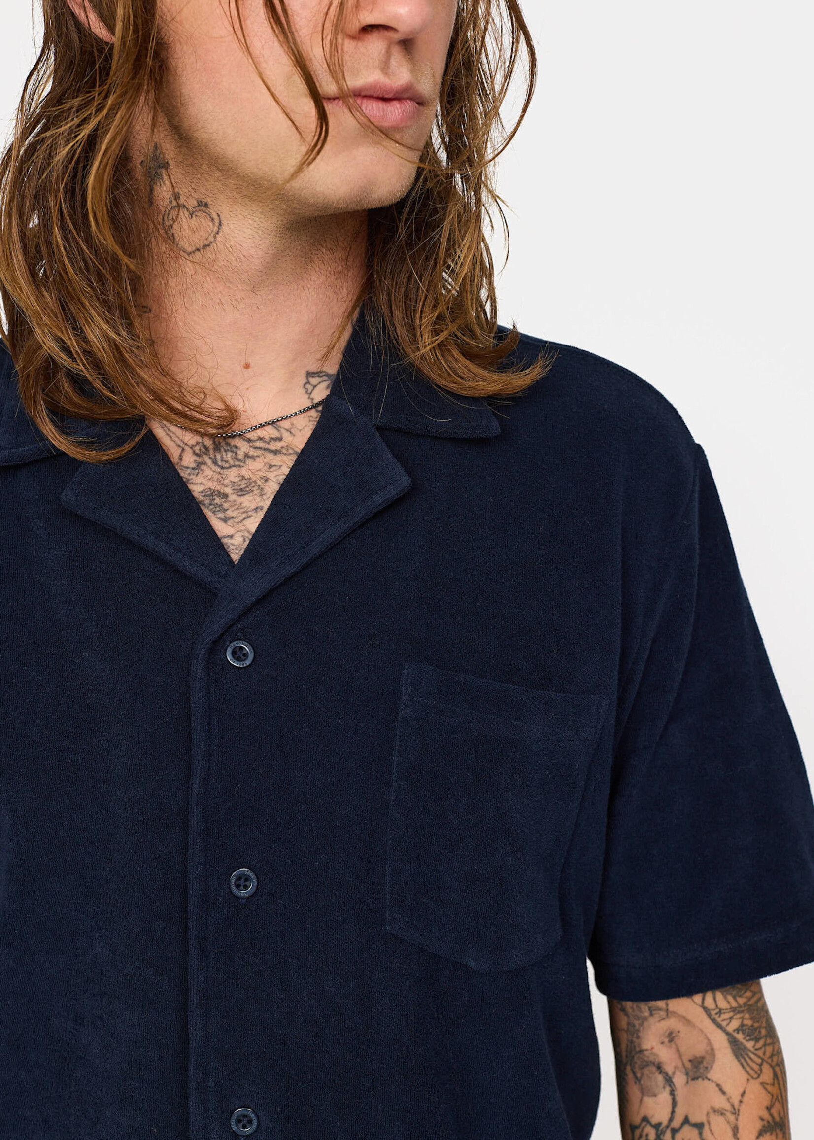 REVOLUTION 3823 Terry Short-sleeved Cuban Shirt
