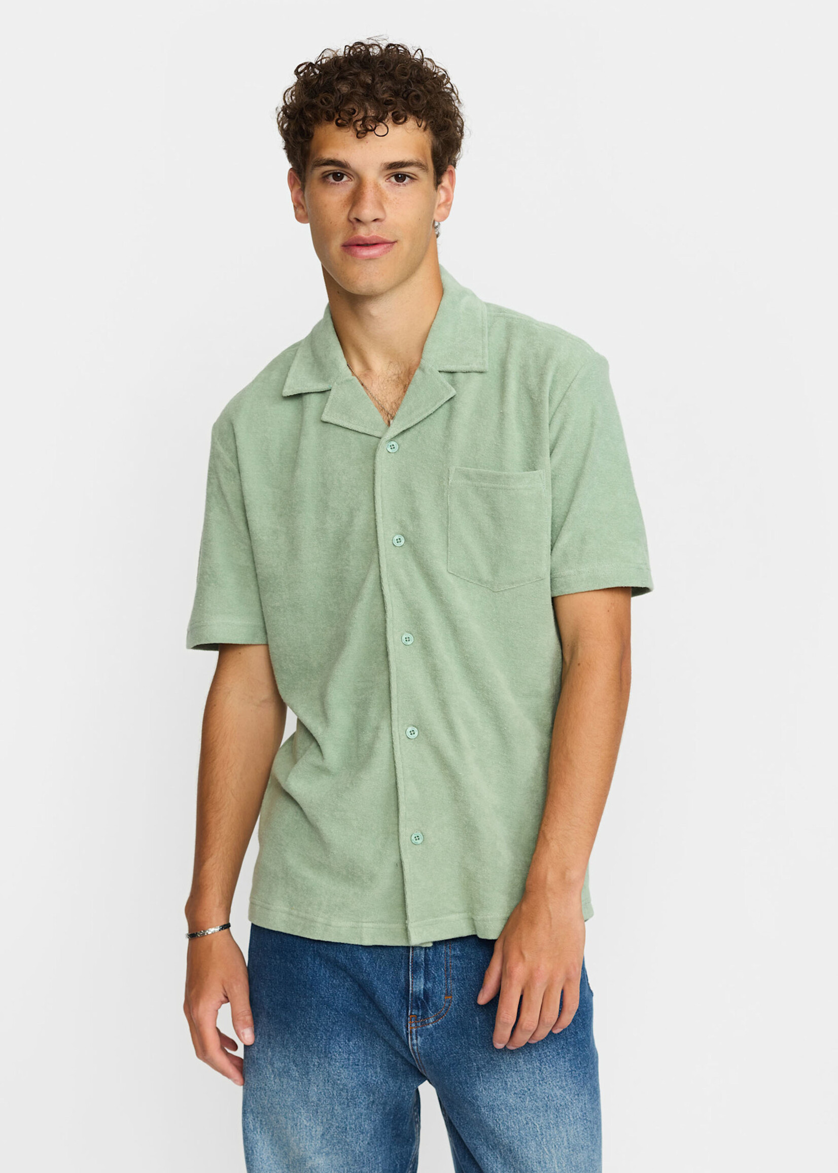 REVOLUTION 3823 Terry Short-sleeved Cuban Shirt