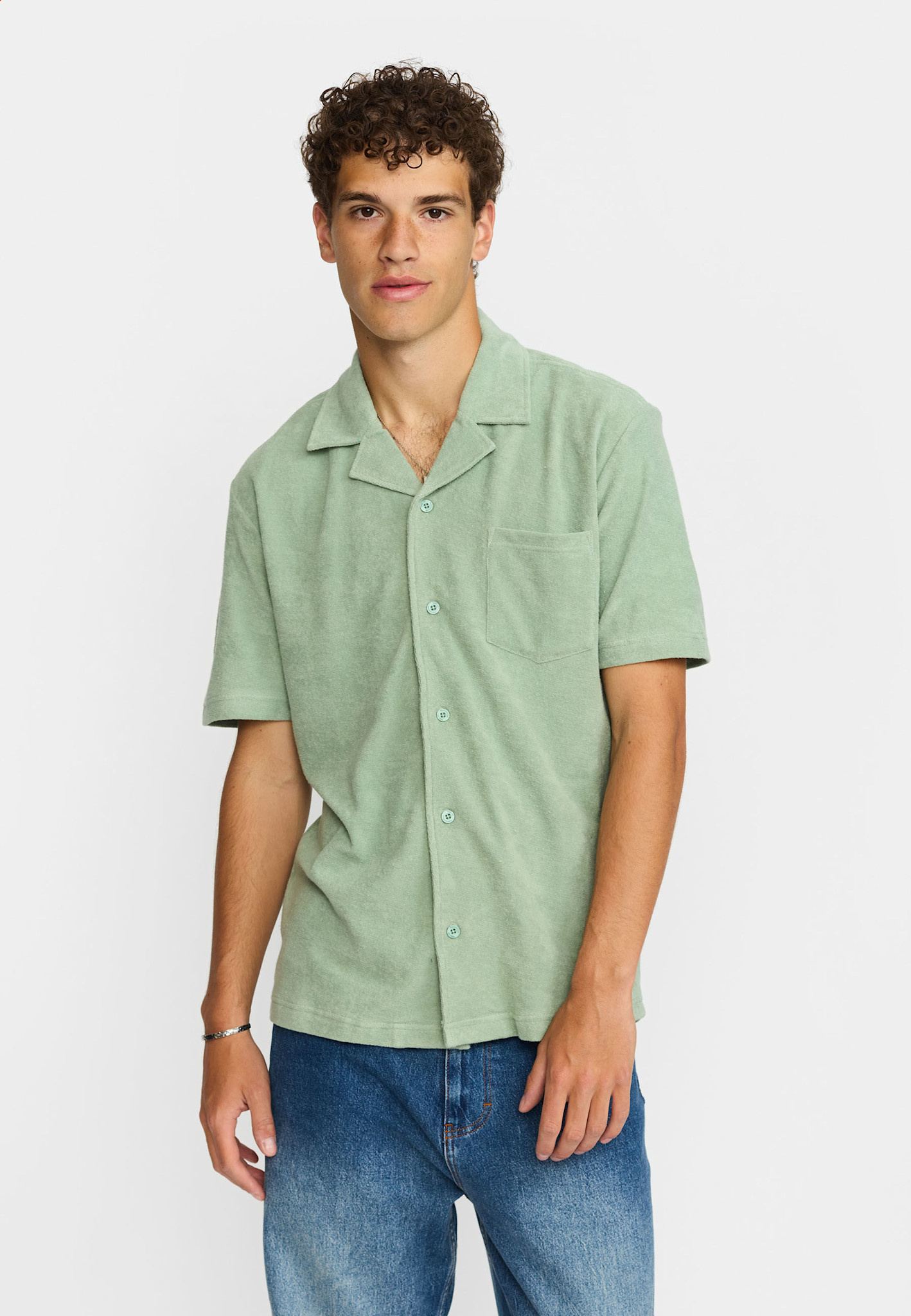REVOLUTION 3823 Terry Short-sleeved Cuban Shirt