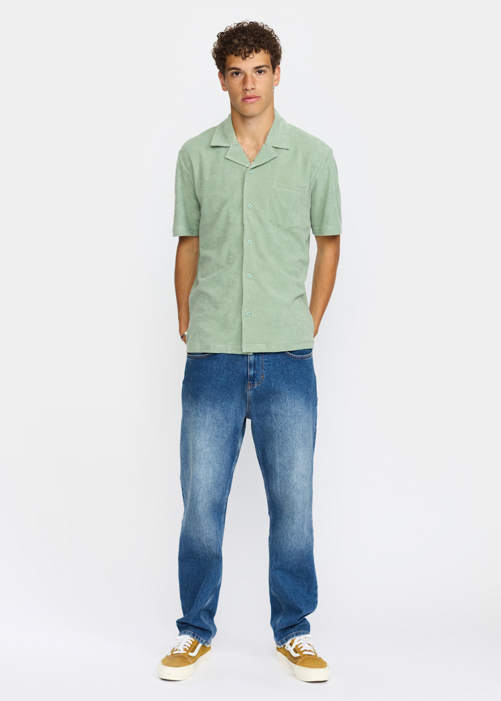 REVOLUTION 3823 Terry Short-sleeved Cuban Shirt